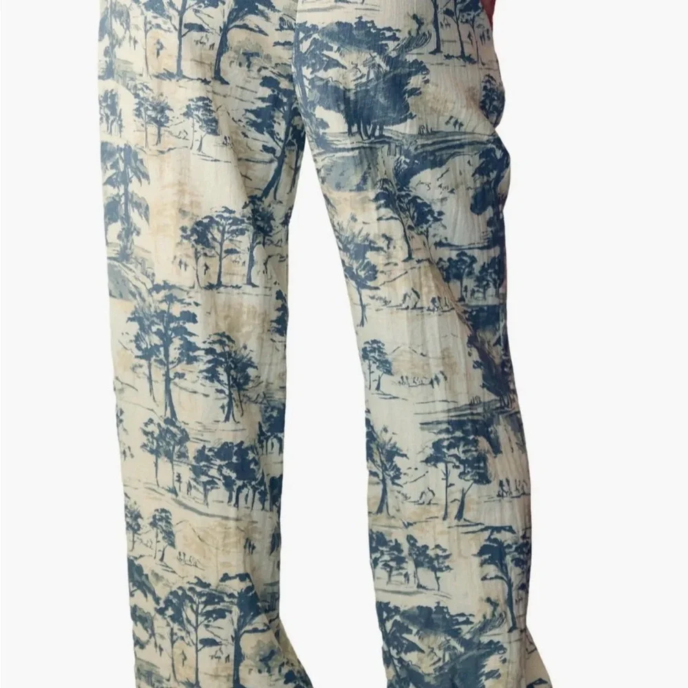 Soma Blue and Cream Wide Leg Pants